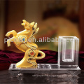 Cheap Golden Horse Crystal Pen Holder Glass Souvenirs de regalo